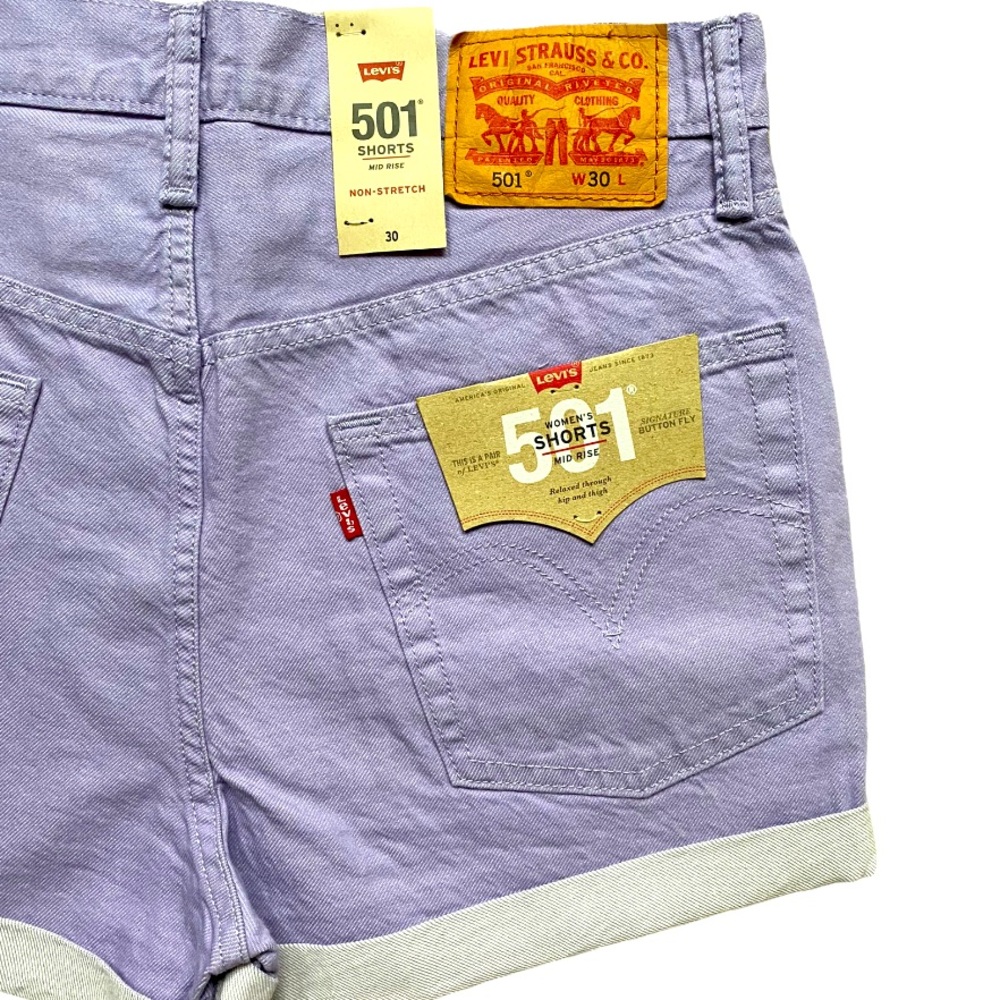 Levi’s 501 Cuff Lavender Shorts Mid Rise W30 NWT - Picture 7 of 8